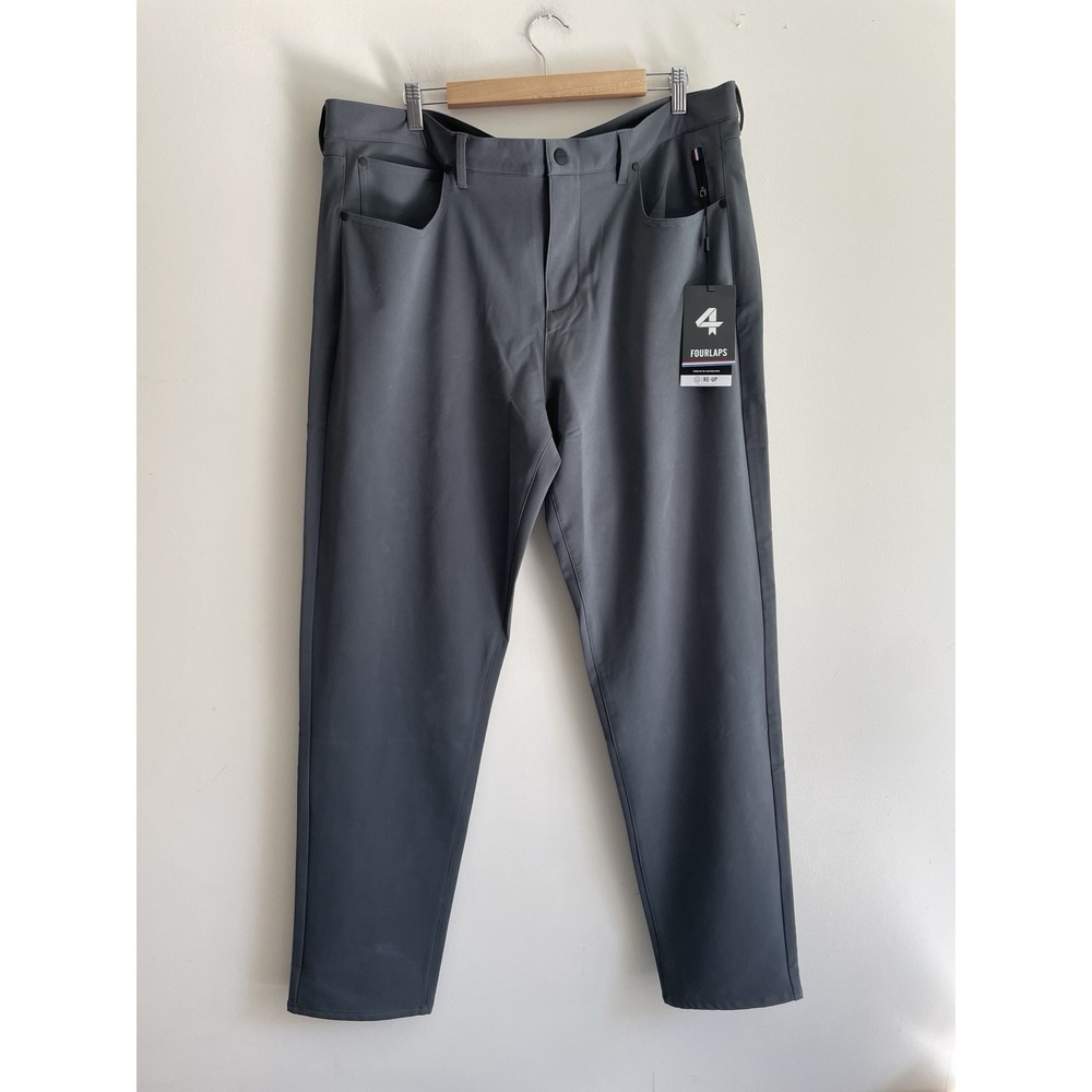 Fourlaps Traverse Pants Men Size 40 x 32 Athletic Fit Gray Stretch Tech Golf New